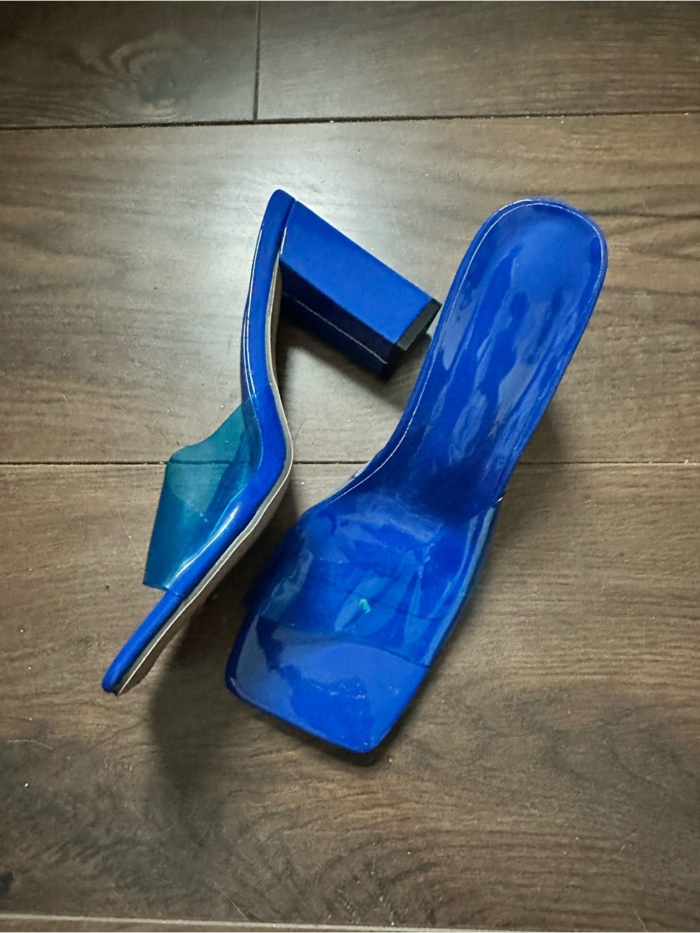 SHEIN Cobalt Blue Block Heel Slide Mules